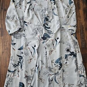 Northern Reflections Floral Cardigan - Cream and Blue